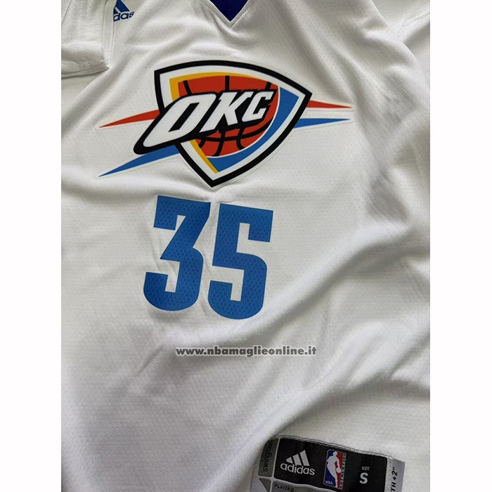 Maglia Manica Corta Oklahoma City Thunder Kevin Durant No 35 Bianco